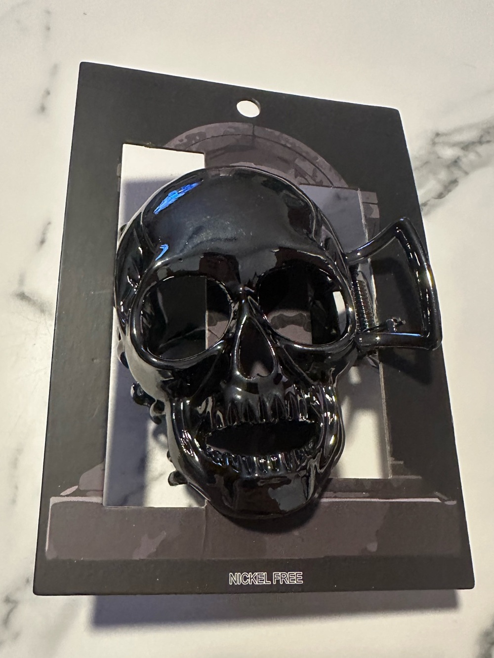 Hot Topic Black Skull Hair Claw Chrome